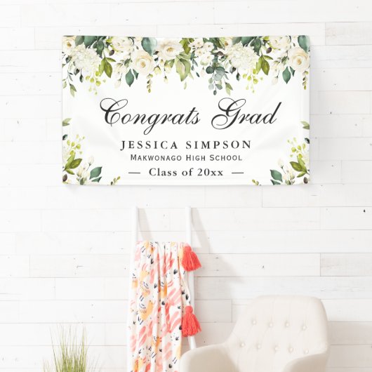 Ivory Golden Floral Moderner Abschluss Graduate Banner (Insitu)