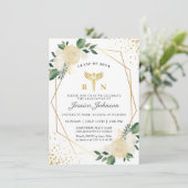 Ivory Golden Floral Nursing School Abschluss Einladung (Stehend Vorderseite)