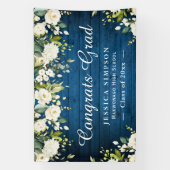 Ivory Golden Floral Rustikaler Abschluss Graduate Banner (Vertikal)