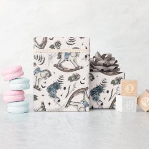 Ivory Goth Baby Rocking Horse Pattern Geschenkpapier