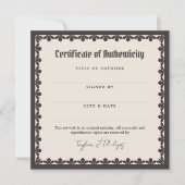 Ivory Gothic Font Certificate of Authenticity (Vorderseite)