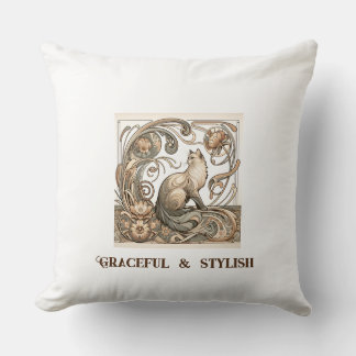 Ivory Graceful and Stylish Art Nouveau Cat Kissen