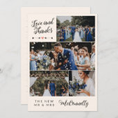 Ivory Gray Arrow Foto Collage Liebe Dank Hochzeit Dankeskarte (Vorne/Hinten)