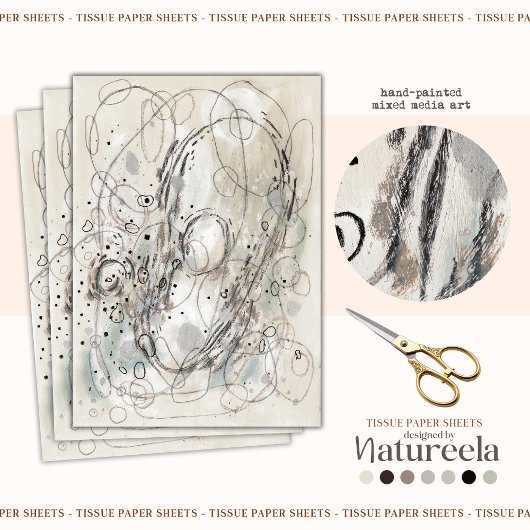 Ivory Gray Sand Abstract Decoupage Tissue Paper Seidenpapier