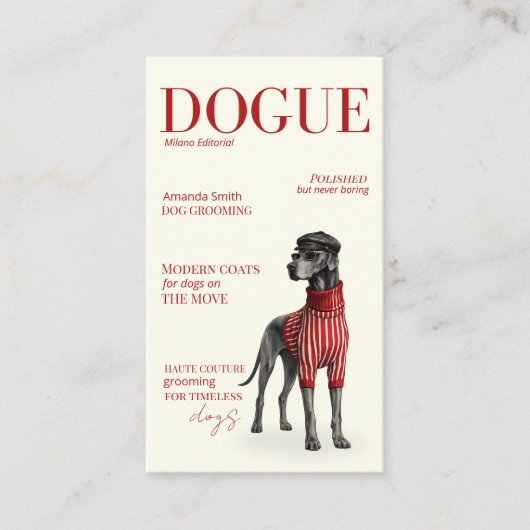 Ivory Great Dane Dogue Magazine Business Card Visitenkarte (Vorderseite)