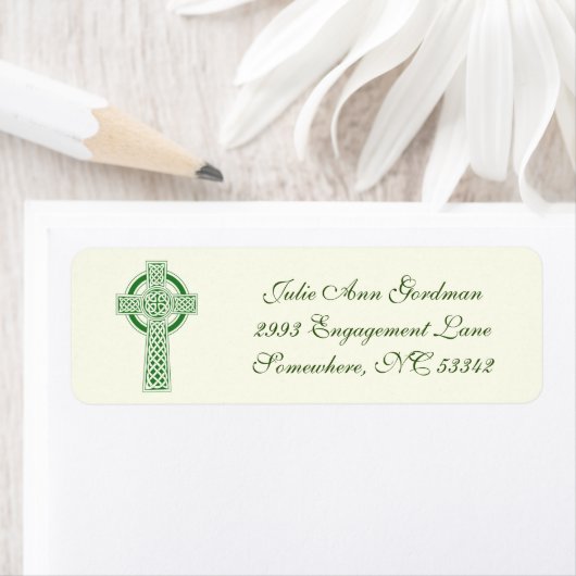 Ivory Green Elegant Irish Celtic Cross (Insitu)
