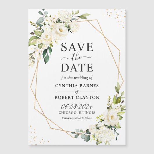 Ivory Green Floral Geometric speichert das Datumsm Magnetkarte (Vorderseite)