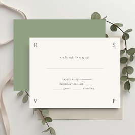 Ivory & Green | Floral Rose Wedding RSVP  Karte