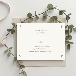Ivory & Green | Floral Rose Wedding RSVP  Karte
