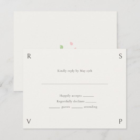 Ivory & Green | Floral Rose Wedding RSVP  Karte (Vorne/Hinten)