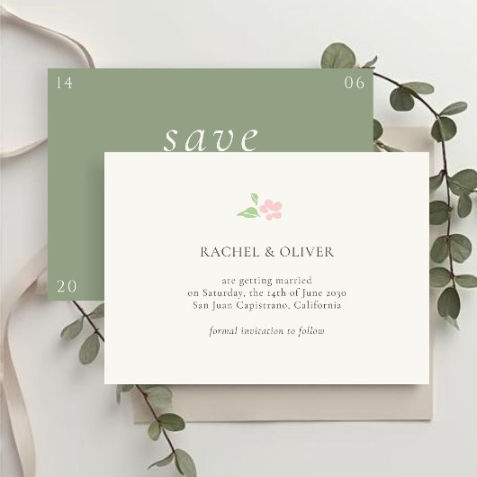 Ivory & Green | Floral Rose Wedding Save The Date