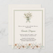 Ivory green florals Bridal Shower invitation (Vorne/Hinten)