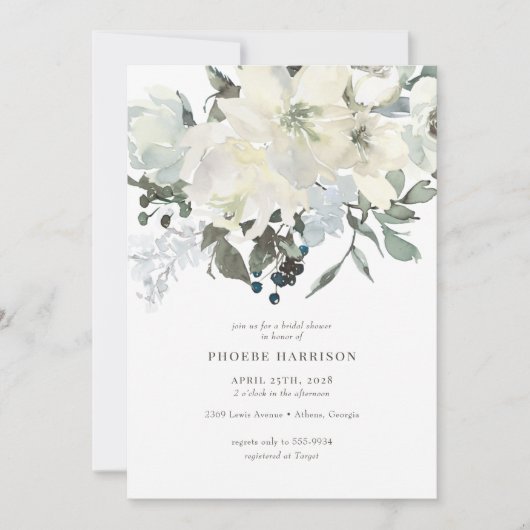 Ivory Greenery Brautparty Einladung (Vorderseite)