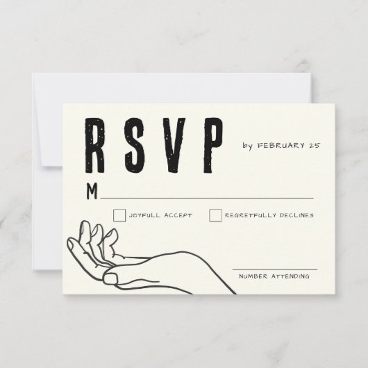 Ivory Hand Drawn Illustration Minimalist Wedding  RSVP Karte (Vorderseite)