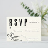 Ivory Hand Drawn Illustration Minimalist Wedding  RSVP Karte (Stehend Vorderseite)