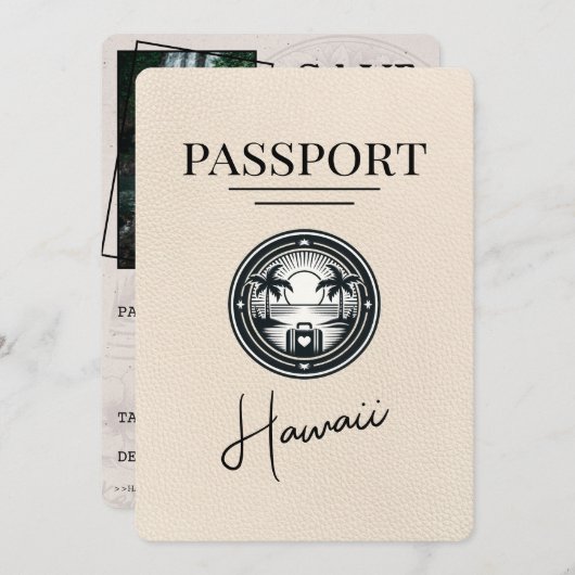 Ivory Hawaii Passport Save the Date (Vorne/Hinten)