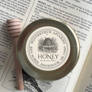 Ivory Honey Jar Label (Vintag Skep) Runder Aufkleber