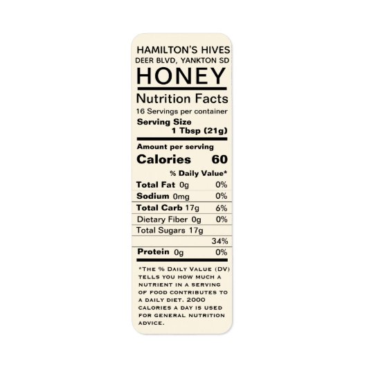 Ivory Honey Nutrition Fakten Rücksendeadresse (Vorne)