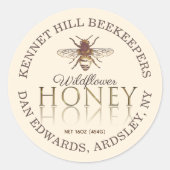 Ivory Honey reflektiert Gold Text Honeybee Label Runder Aufkleber (Vorderseite)