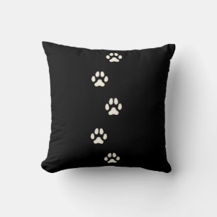Ivory Hund Paw Prints Canine Tracks Black Kissen