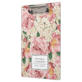 Ivory Hydrangeas and Pink Garden Roses Floral Klemmbrett (Links)