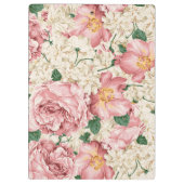 Ivory Hydrangeas and Pink Garden Roses Floral Klemmbrett (Rückseite)