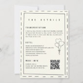 Ivory Illustration Doodle Minimalist QR Wedding  Einladung (Rückseite)
