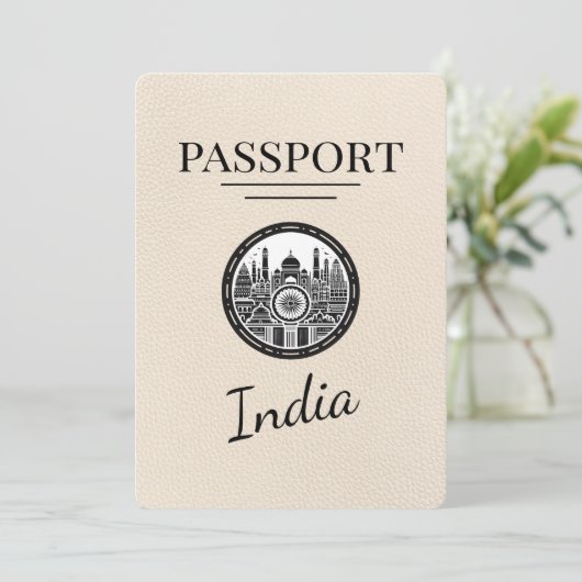 Ivory India Passport Save the Date (Stehend Vorderseite)