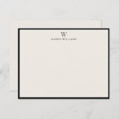 ivory Initial Bold Black Border note card Einladung (Vorne/Hinten)