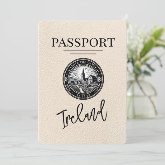 Ivory Ireland Pass Save the Date (Stehend Vorderseite)