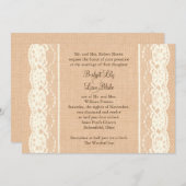 Ivory Lace and Light Burlap Wedding Invitation Einladung (Vorne/Hinten)