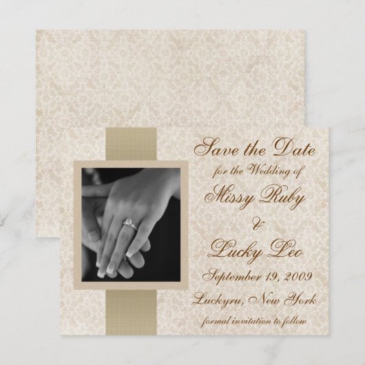 Ivory Lace Ankündigung Datum freihalten (Vorne/Hinten)