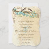 Ivory Lace Aqua Blue Blossom Einladung (Vorderseite)