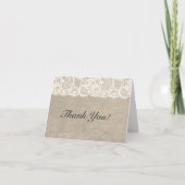 Ivory Lace & Burlap Rustic Wedding Dankeschön Kart Dankeskarte (Vorderseite)