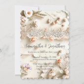 Ivory Lace Floral Photo Romantic Spring Wedding Einladung (Vorderseite)