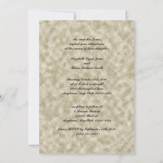 Ivory Lace Fraktal Wedding Einladung (Rückseite)