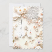 Ivory Lace Heart Floral Romantic Spring Wedding Einladung (Rückseite)
