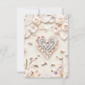 Ivory Lace Heart Floral Romantic Spring Wedding RSVP Karte (Rückseite)