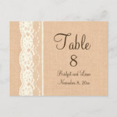 Ivory Lace & Light Burlap Tischnummer (Vorderseite)