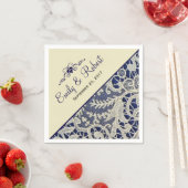 Ivory Lace Navy Blue Elegant Festliche Hochzeit Serviette (Beispiel)