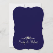 Ivory Lace Royal Navy Blue Modern Formal Wedding Einladung (Rückseite)