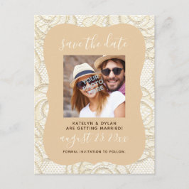 Ivory Lace Save the Date Postcard Champagne Gelb Postkarte
