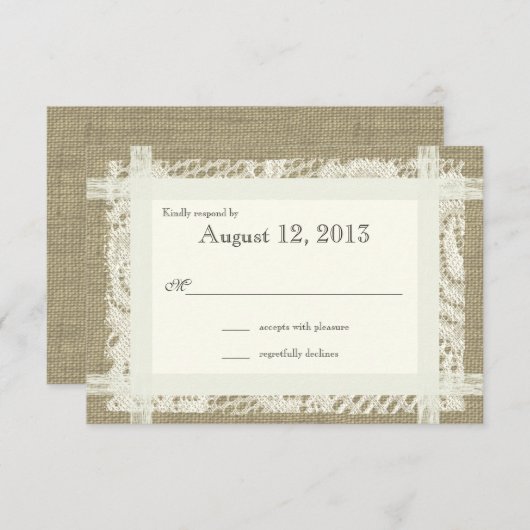 Ivory Lace und Burlap Country Romance Antwort (Vorne/Hinten)