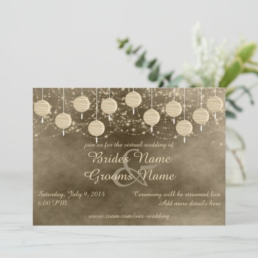 Ivory Lanterns Virtual Wedding Einladung (Stehend Vorderseite)