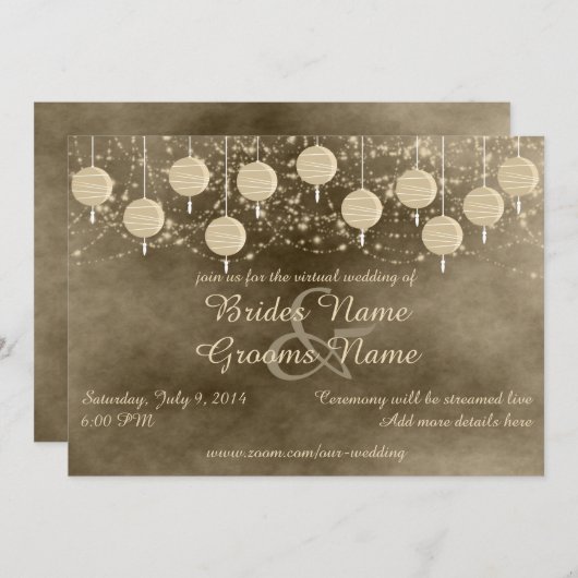 Ivory Lanterns Virtual Wedding Einladung (Vorne/Hinten)