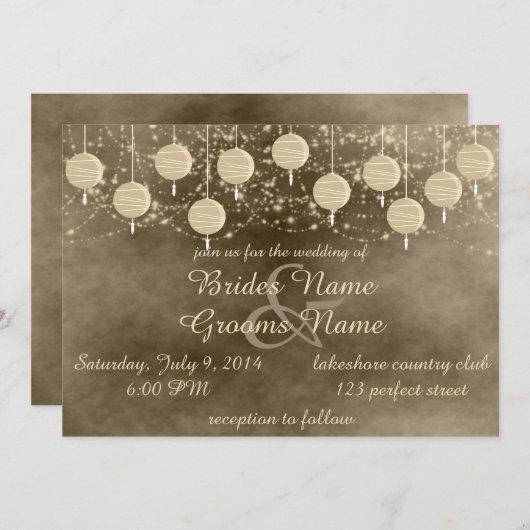 Ivory Lanterns Wedding Einladung (Vorne/Hinten)
