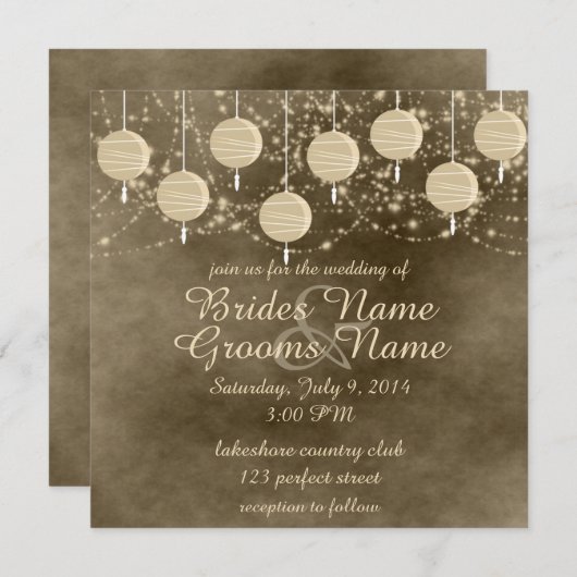 Ivory Lanterns Wedding Einladung (Vorne/Hinten)