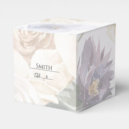 Ivory Lavender Blue Floral Wedding Favor Box Geschenkschachtel (Vorderseite)