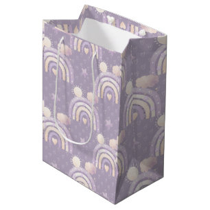 Ivory Lavender Boho Rainbow Baby Duschgeschenk Mittlere Geschenktüte