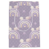 Ivory Lavender Boho Rainbow Baby Duschgeschenk Mittlere Geschenktüte (Vorderseite)